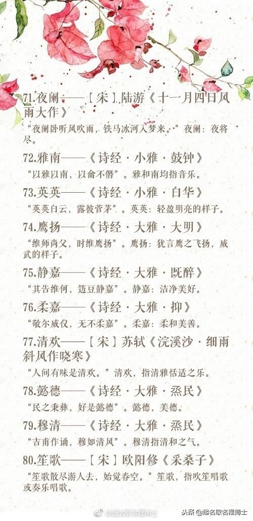 宝宝取名系列：诗经楚辞和诗词里的含义美好的名字