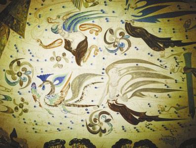 敦煌壁画中的斗鸡趣图：两只鸡 斗了1400年