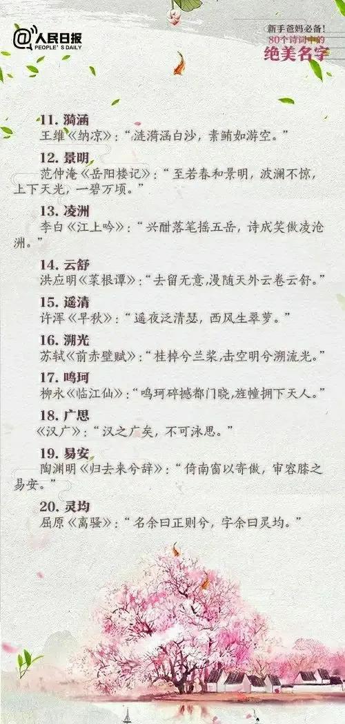 孩子起名怕“撞车”？快看看《人民日报》这80个富含诗意的名字