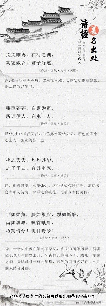 宝宝取名系列：《诗经》那么美，可以取出哪些好听的名字来呢？