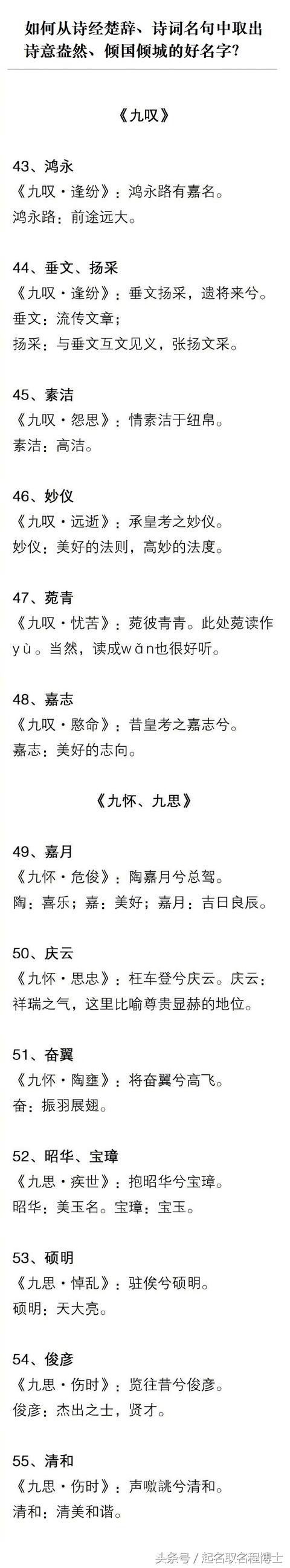 如何从诗经楚辞、诗词名句中取出诗意盎然、倾国倾城的好名字？