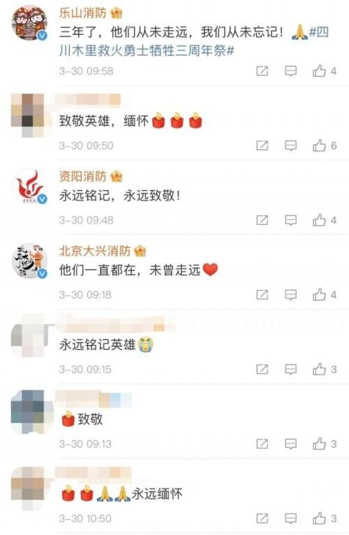 31位向烈火奔去的身影！三年了，我们从未忘记