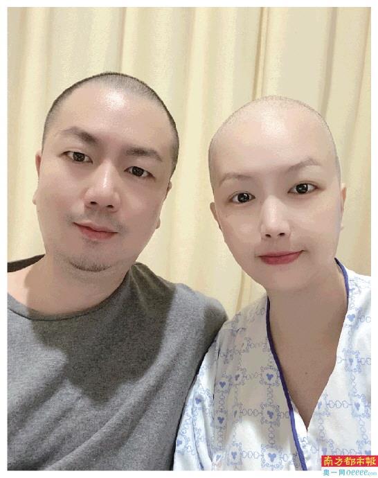 女子三次抗癌再复发，丈夫同剃光头为她打气